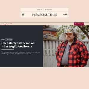 Our Donabe is Selected by Chef Matty Matheson in Financial Times Gift Guide 2023!