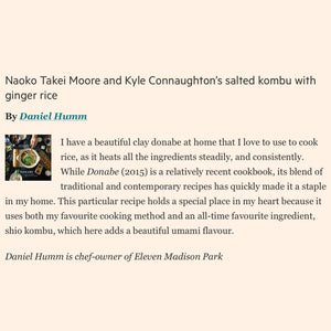 Naoko's DONABE Cookbook is Featured in Financial Times