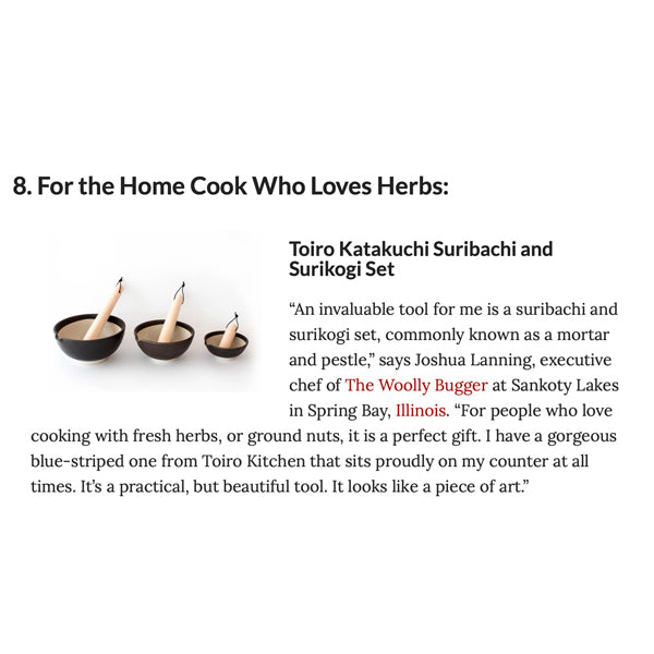 Our Suribachi & Surikogi Set is Featured in Wine Enthusiast