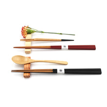 Cedar and Hinoki Cypress Wave Chopsticks + Cutlery Rest Pair Set (4-piece)