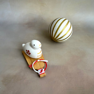 Japanese New Year Snake Doll with Hagoita Plate