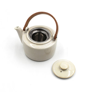 SYO Wooden Handle Dobin Teapot Set (Silk White)