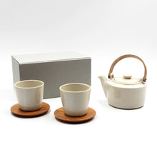 SYO Wooden Handle Dobin Teapot Set (Silk White)