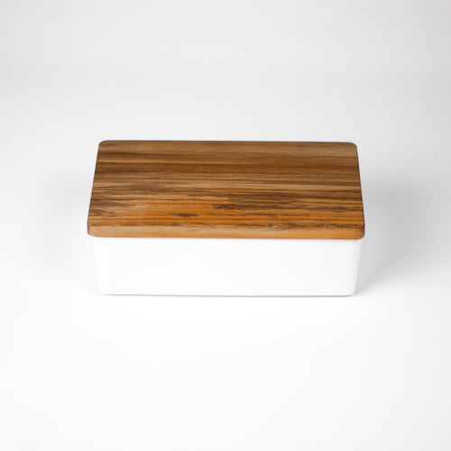 Porcelain Butter Case with Wood Lid