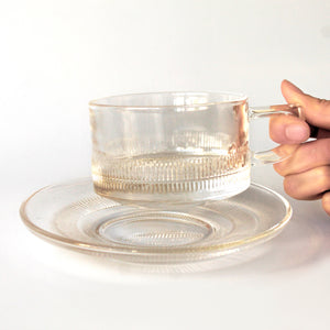 Glass Coffee Cup and Saucer