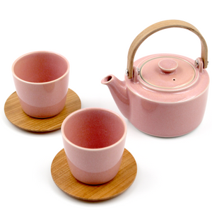 Sho Wooden Handle Dobin Teapot Set (Peach Pink) – TOIRO