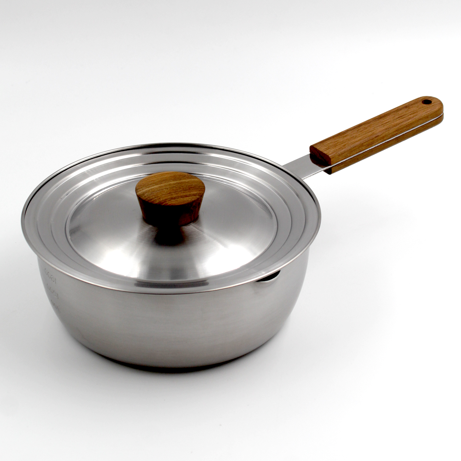Ceramic Nonstick Sauce Pan, 3 QT Pot with Steamer, Wooden Handle, Universal  Base